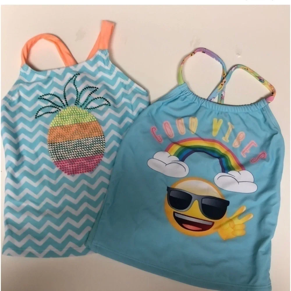 Childs 2 swim suits + 2 tops , sz 18mo-2yrs